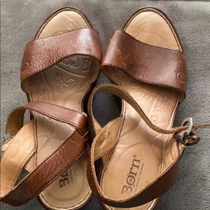 Born - brown leather wedges